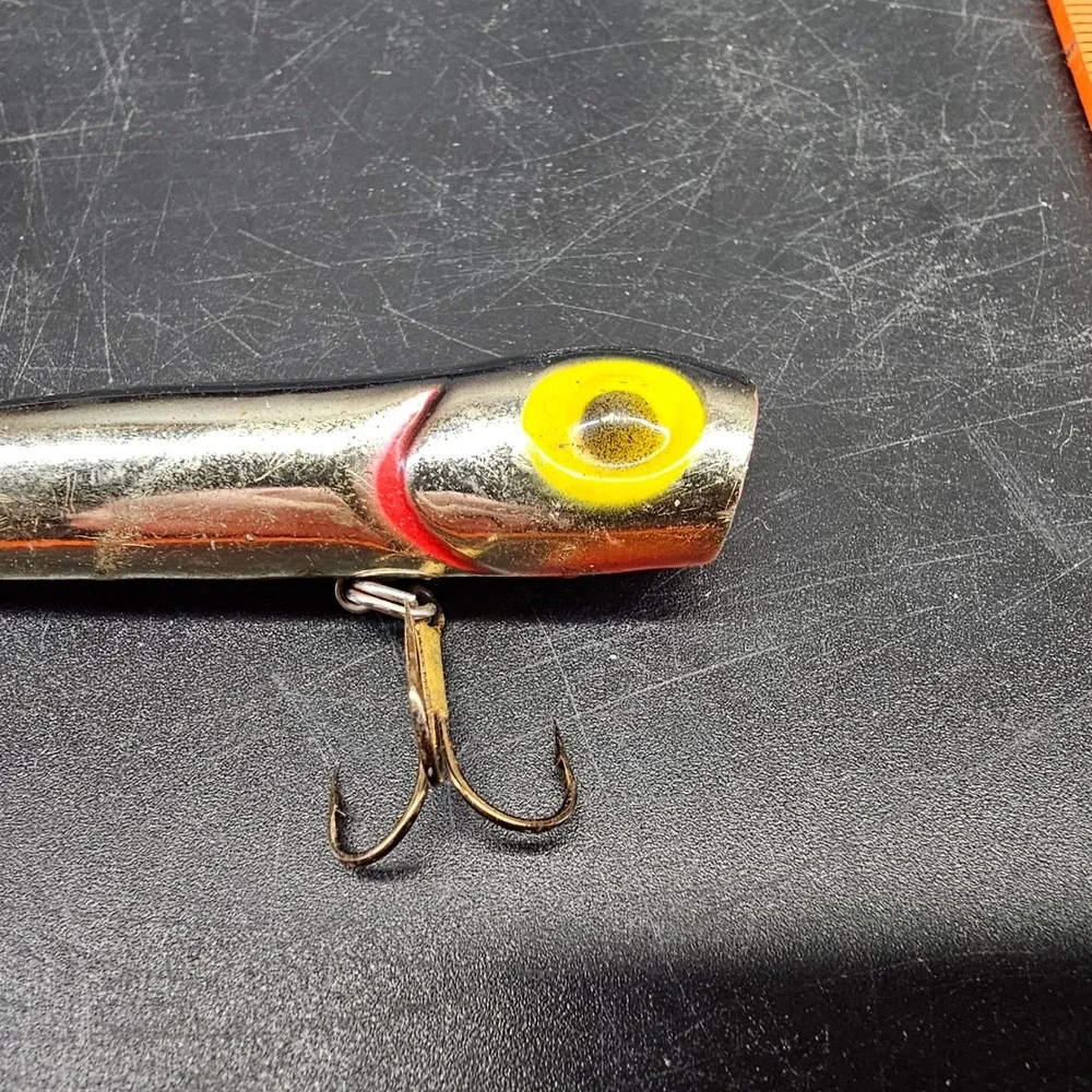 Vintage Storm Rattlin Chug Bug Chrome Orange Topwater Popper Fishing Lure